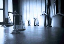 Decorative Scales Of Justice In The Courtroom