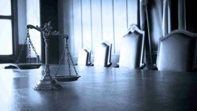 Decorative Scales Of Justice In The Courtroom