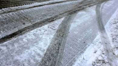 Car tracks in the snow