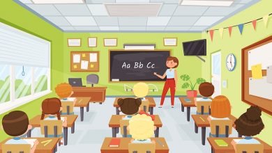 Bigstock Cartoon Kids And Teacher In Cl 432343502 390x220