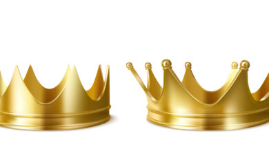Bigstock Golden Crowns For King Or Quee 455682831 390x220