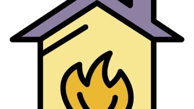 Bigstock House And Fire Icon Outline H 436553234 2003340 390x220