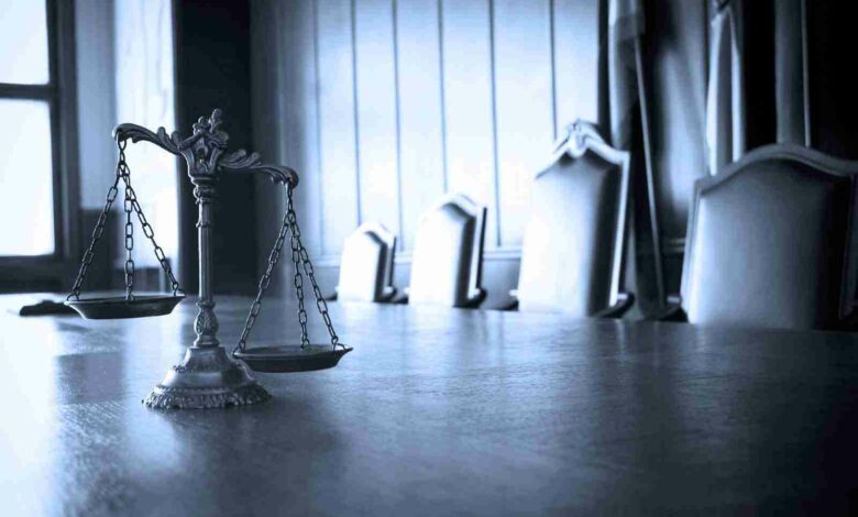 Decorative Scales Of Justice In The Courtroom