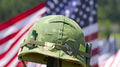 Flags And Helmet