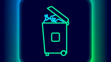 Bigstock Glowing Neon Line Trash Can Ic 475473591 390x220