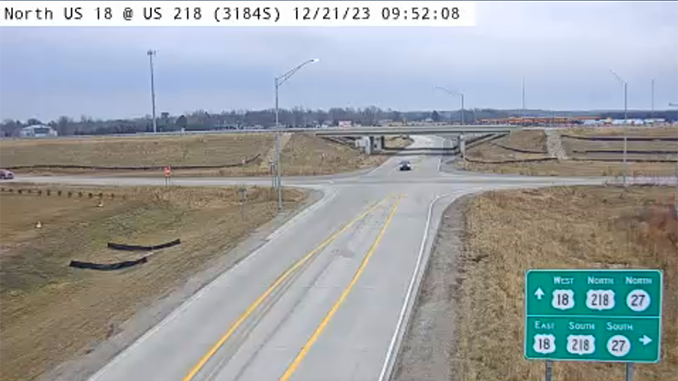 The Floyd Interchange, as seen on live traffic cam on 12/21/23. Credit - 511ia.org