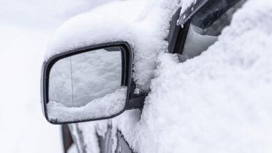 Bigstock Car Mirror In The Snow Close U 370968790 Scaled 390x220
