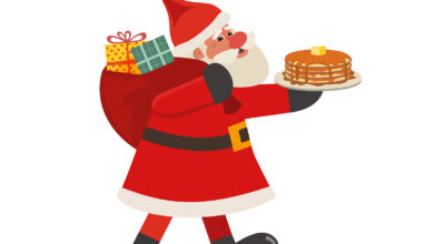 Bigstock Santa Claus With Pancakes Flat 332933347 390x220