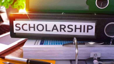 Scholarship on Black Office Folder. Toned Image.
