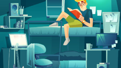 Bigstock Vector Dormitory Room At Night 235784722 390x220