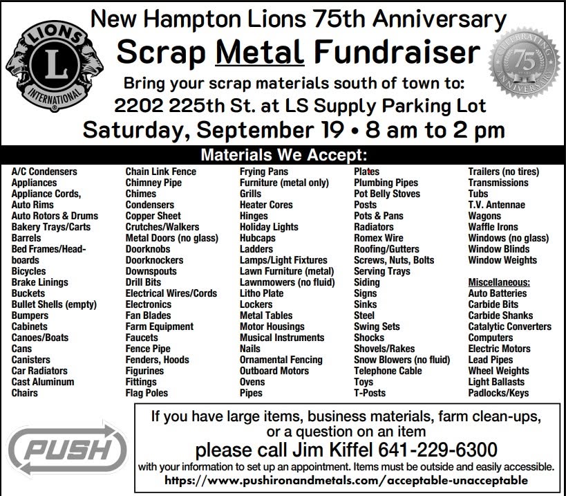 NH Lions Fall 2026 Scrap Metal Fund Drive