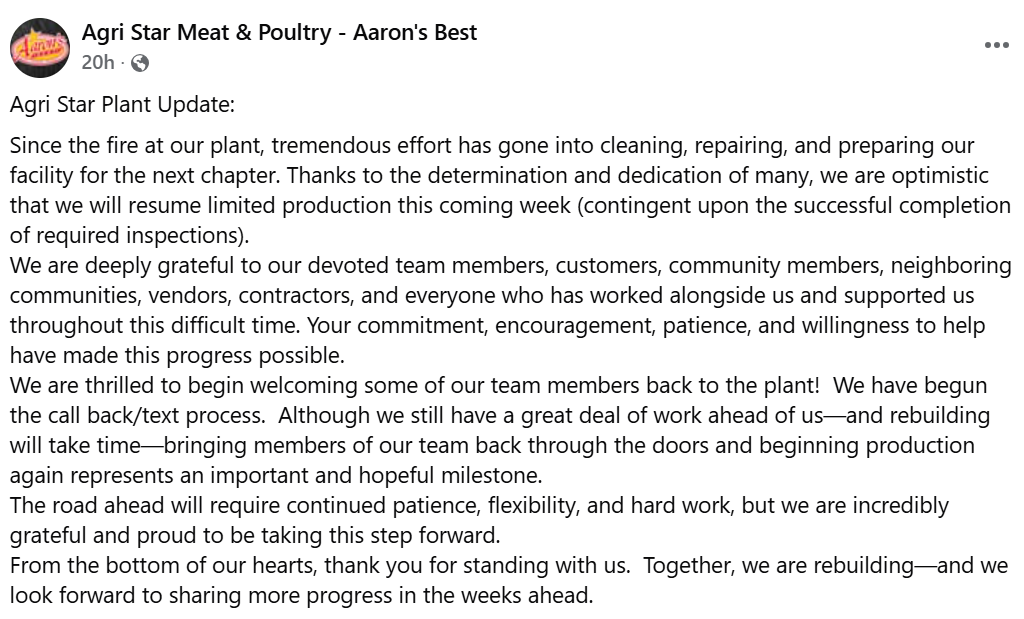 Agri Star plant looking to continue through limited production Screenshot 2026 08 17 120947