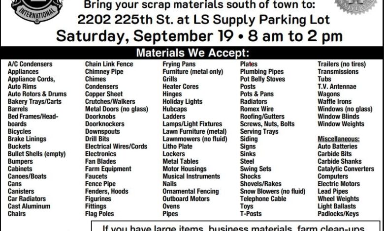 NH Lions Fall 2026 Scrap Metal Fund Drive 780x470